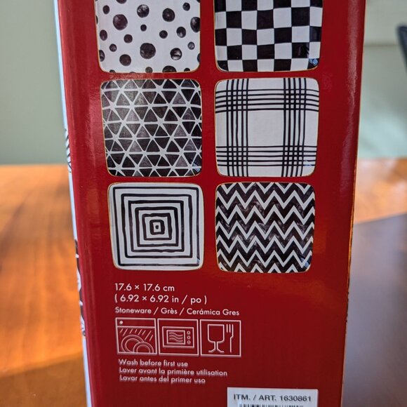 NEW Appetizer Dessert Ceramic Square Plates by Over & Back - Black/White NIB  7” - Picture 6 of 7
